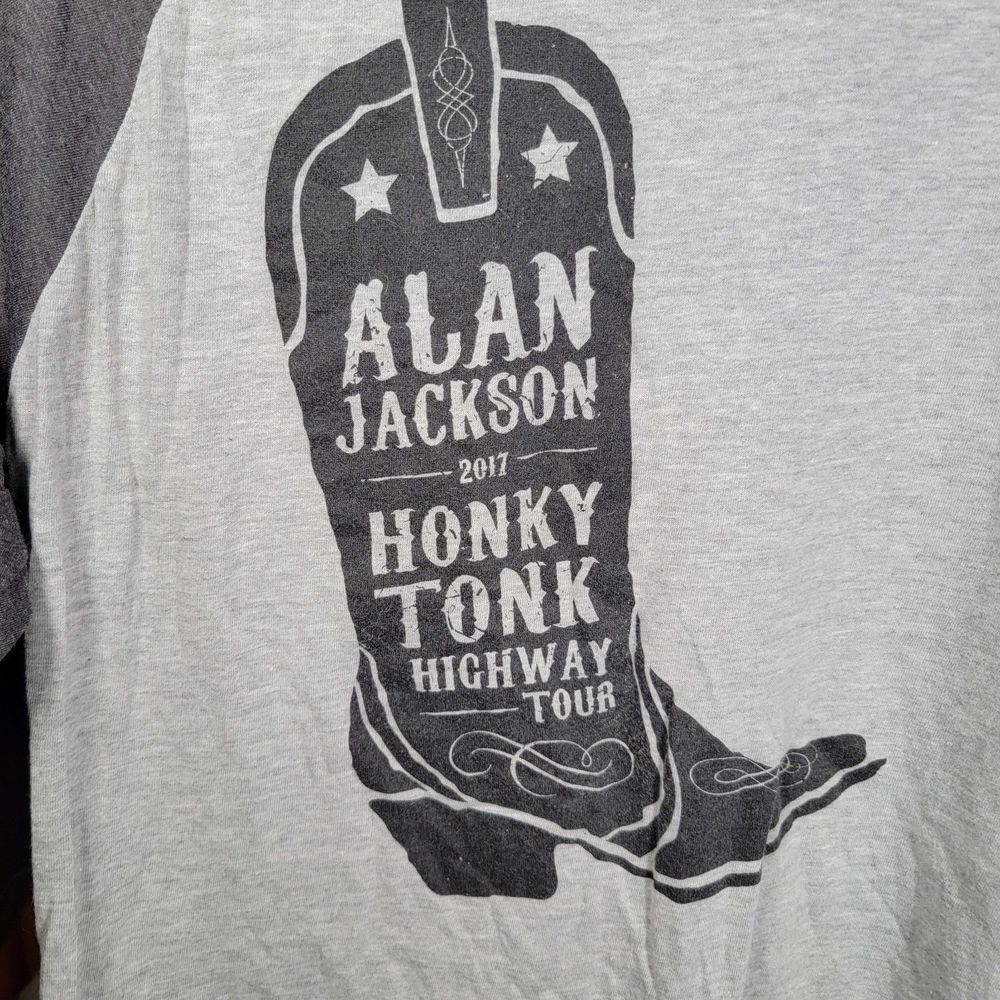 Alan Jackson 2017 Honky Tonk Highway Tour Raglan Tee Grey - Size Large